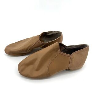 Linodes Leather Upper Jazz Shoe Women 8 Tan Slip On Split Sole Dance Shoes